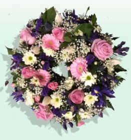 Wreath  White Pink and Purple