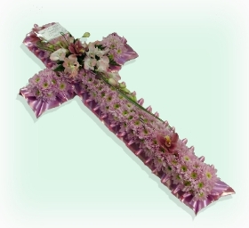 Pink Massed Cross  Ribbon Trim