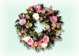 Wreath  Pink, Purple and White