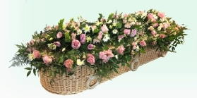 Natural Burial   Pink Rose centre spray casket top display