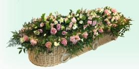 Natural Burial   Pink Rose single ended casket top display