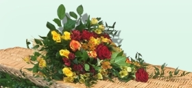 Natural Burial   Rose and Alstromeria Handtied Casket topper